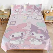 a1664 Kuromi & My Melody Duvet Cover Set, 3 Piece Bedding Set 86x70" Double Sided Printing Decorative Comforter Cover Set (1 Duvet Cover + 2 Pillow Sh