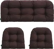 YOOZEKU Outdoor/Indoor All Weather Tufted Wicker Chair Cushion Covers of 3 Pieces, 1 Loveseat and 2 U-Shape Waterproof Cushions for Patio Furniture, Wicker Loveseat, Bench-Coffee