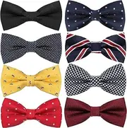 [Stibest] 8 Pcs Elegant Adjustable Pre-tied Bow Ties Men's Bow Ties Many Colors Option in Bulk, Multicolor, Standard