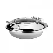 Athena Induction Chafer Dish Round 360mm Stainless Steel & Glass Lid Fuel Heated