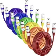 GearIT DMX Stage Lighting Cable (25 Feet, 6-Pack) Male to Female XLR Compatible 3-Pin Balanced Shielded for DJ LED Moving Head Par Light, Mic Mixer, Recording Studio, Podcast - 25ft
