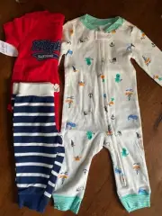 NWT Set of 2 Caters 2-Piece Mighty Handsome Bodysuit Pant Set & Zip Up PJs 6M