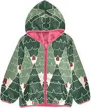 [GuoChe] Boys Hooded Fleece Jacket Merry Christmas Green Trees Winter Coat Toddler Girl Peach Winter Baby Boy Clothes 3-10T