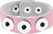 [ANDANTE] Leather Bracelet for Chunks Click Buttons with Press Stud Clasp (18-22 cm) Pink, 18 Centimeters, Leather, Without Stone