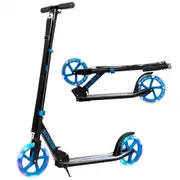 Costway Kick Scooter Folding Pro Stunt Scooter Adjustable LED Wheel w/Rear Break Teens/Beginners/ Blue
