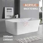 1500mm 1600mm Bathroom White Sanitary Acrylic Back to Wall Spa Soaking Bath Tub