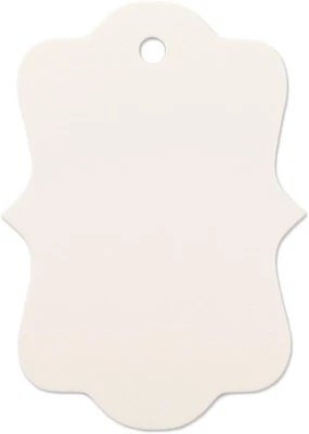 100 Hang Tags Antique Border with Jute Twines 100Ft (2" X 2 3/4", White)