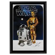 Star Wars C-3PO and R2D2 Signed Anthony Daniels Movie Poster Framed