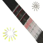 12pcs Pure Carbon Arrow Shaft ID4.2mm+Target Point+ Pin Nock For DIY Recurve Bow