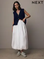 White Bubble Hem Skirt (E34611) | $71