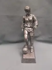 large silver female SOCCER dribbler statue award trophy resin PDU 50516-S