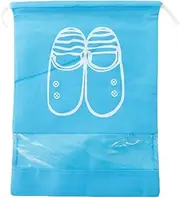 [Geardeangloow] Travel Shoes Storage Bag Sandals Sneakers Slippers Dustproof Drawstring Pouch Portable, Medium, Sky Blue