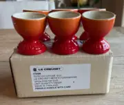 Le Creuset Stoneware Set of 6 Footed Egg Cups Flame Orange NEW NIB
