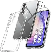 [Didisky] Case for Samsung Galaxy A54 5G with 3 Pack Tempered Glass Protector,Soft Silicone Transparent TPU [Cover+Tempered Glass] 9H HD Hardness, Screen Protector