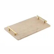 Tempa 40cm Emerson Marble Handle Rectangle Food Serve Tray/Board/Plate Champagne
