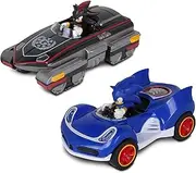 NKOK Sonic Transformed All-Stars Racing Pull Back Action: Shadow and Sonic Hedgehog, Two Vehicles, Video Game Legends, No Batteries Required, Pull Back – Release - and Watch it go