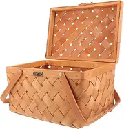 Kisangel Woven Basket with Handle Versatile Decorative Fruit Basket for Kitchen Picnic Home Storage Sturdy Design Easy to Carry for Fruits Bread More