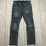 American Rag Mens Blue Jeans Paint Spatter Slim Fit Pants 32 32