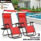 2 Pcs [ADJUTABLE CANOPY] Zero Gravity Chair Sunshade Beach Patio Lounge Recliner