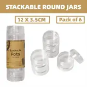 3.5cm Layer Stackable Round Jar Clear Storage Container With Lid Craft Portable