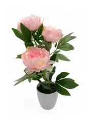 Peony in White Pot Artificial Flowers Bouquet Wedding Home Decor Party 44CMH
