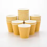 8 Ounce Paper Coffee Cups, 25 Ripple Disposable Paper Cups - Leakproof, Recyclab