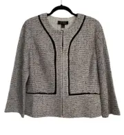 $1,695 St. John Alicia Womens Jacket Size 14 White Flamingo Knit Tweed Coat