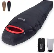 QEZER 0 Degree Sleeping Bag for Adults 660 Fill Power Down Sleeping Bag for Cold Weather -8°F / 0°F Large Lightweight Sleeping Bag
