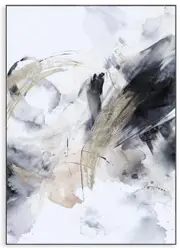 Smoky Black Gold Abstract Wall Art/Canvas 140x100 cm