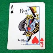 Ace Spade, Queen Heart Half Vertical, Red Back Bicycle Gaff Playing Card, Custom