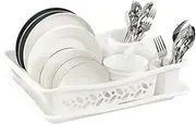 Drain Rack, Tableware Storage Rack, Bowl Rack, Household Vegetable Washing Basket, Chopsticks, Dishes Storage Basket (White, 39 * 30 * 10.6CM)