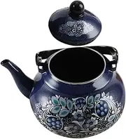 WHAMVOX Large Capacity Retro Enamel Tea Kettle for Stovetop Vintage Peacock Design for Camping Home Office Use Efficient Water Boiling Pot