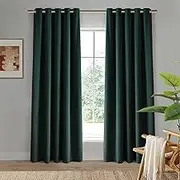 Cadence & Co Byron Set of 2 Panels Matte Velvet 100% Blockout Eyelet Curtains Drapes 225 x 223cm Thermal Insulated Grommet Twin Pack Blackout Curtains Set for Windows and Sliding Doors - Deep Teal