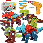 Jaoxikai Take Apart Dinosaur Toy,Educational Building Dinosaur Toy for 3 4 5 6 7 Year Old Kid Boy Girl,STEM Toy Birthday Gift Children Learning Construction Toy with 1 Electric Drill&4 Hand Drill Tool