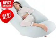 Pregnancy Pillow, J-Shaped Full Body Support for Back, Belly & Legs, Blue.
