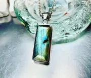 Genuine 925 Sterling Silver Large Labradorite Gemstone Pendant
