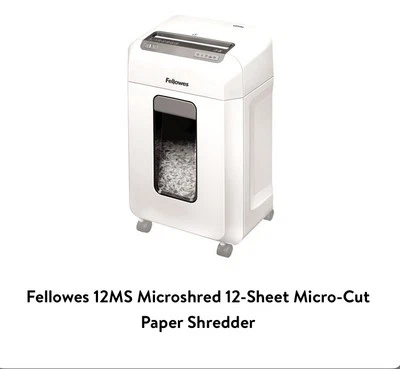 Fellowes 4630001 Microshred 12 Sheet Micro-Cut Paper Shredder - White