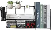 ONEIN Desk Organiser with Drawer & Pen Holder, Desk Organizer for A4 Paper Magazine, Desktop File Organisation, Stationary Storage, Home Office Accessories Supplies Decor, No Installation Needed