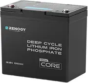 Renogy 12.8V 100Ah Solar Battery Core Mini Lithium Iron Phosphate, Perfect for Trolling Motor,Off-Road,Cabin,Marine,Off-Grid Home Energy Storage