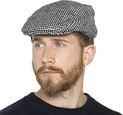 [Thingimijigs] Men's Traditional Style Flat Cap Peaked Hat with Quilted Lining