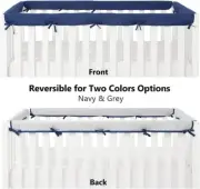 4Pcs Crib Rail Covers Protector Safe Teething Guard Wrap for Standard Crib Blue