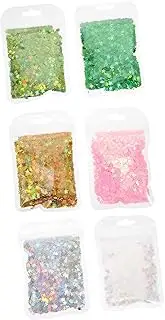 OSOLADY 4-Leaf Crystal Mud Jewelry Set 6 Pack DIY Sequin Nail Decor Lightweight Portable Nail Sequins for Parties Festivals Events
