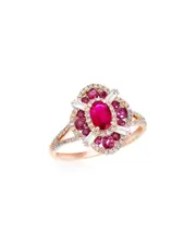 Diana M. Fine Jewelry 14K Rose Gold 1.33 ct. tw. Diamond & Ruby Half-Eternity Ring