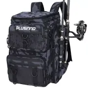 PLUSINNO Fishing Backpack with Rod Holders, 42L Large Water-Resistant Fishing...