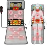 Full Body Electric Massage Mat Multifunction Foldable Heating Cushion 9 Massage /3 Timing Modes Shiatsu Massage Pad with 10 Vibrating Motors for Back Neck Lumbar Leg Pain Relief