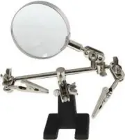 1 PIECE - CES DUAL SOLDER HELPING HANDS WITH MAGNIFIER WEIGHTED BASE # 63-4240