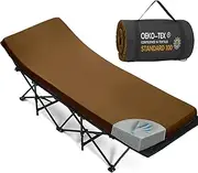 CYMULA Camping Cot Mattress 2in Memory Foam Sleeping Pad,Soft Warm Non-Slip Camping Mattress Topper with Retaining for Adults,Portable Roll up Pad for Travel(Dark Brown 75"x30")