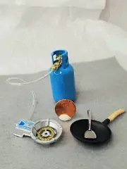 METAL Miniature Gas Camping Stove Dollhouse 1:12 Lab Grill Barbecue Spatula lot