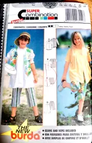 BURDA SEWING PATTERN NO. 3552 GIRLS SUPER COMBINATION SIZES 6 - 11