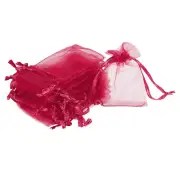 50pcs Organza Bags 2x3 Inch Drawstring Favor Pouches Sheer Mesh Bag Wine Red